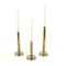 Gold Stainless Steel Metal Slim Minimalistic Candle Holder with Round Base Set